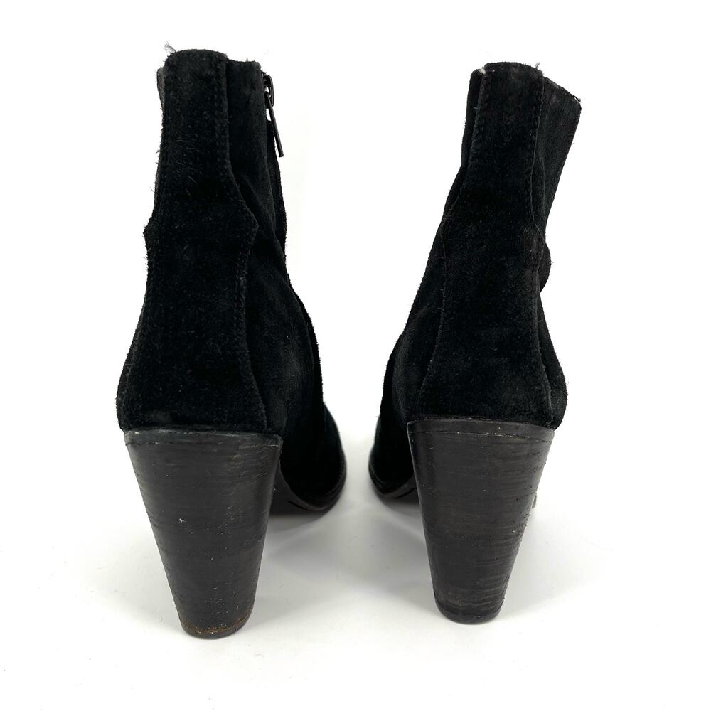 Frye Black Suede Heeled Side Zip Myra Ankle Boots (9.5) - Picture 4 of 10